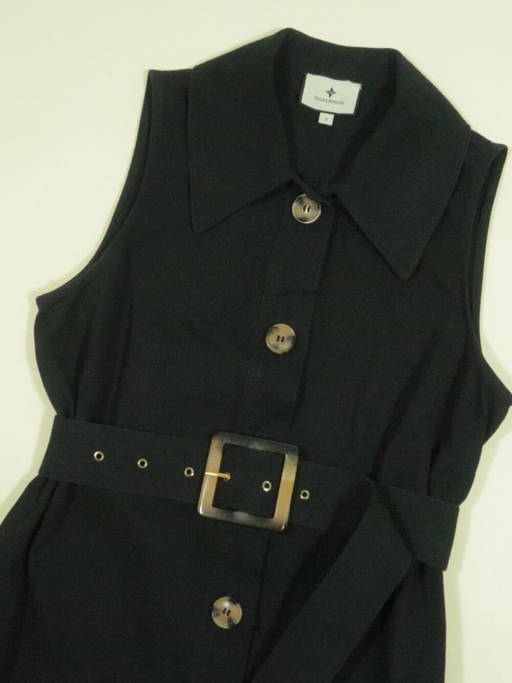 Tuckernuck Sleeveless Chamberlin Dress Womens S Black Belted Cotton